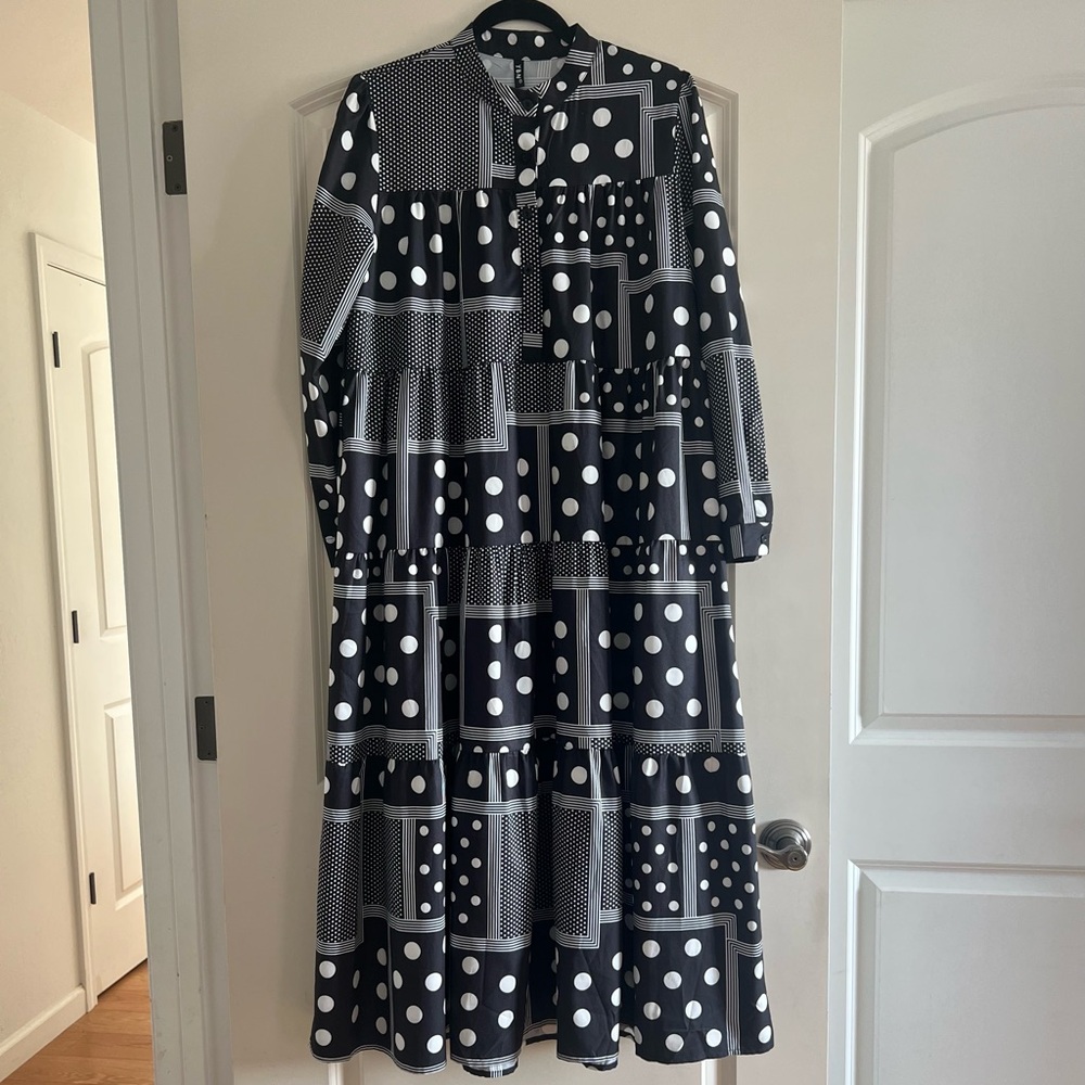 Chic Black and White Polka Dot Dress